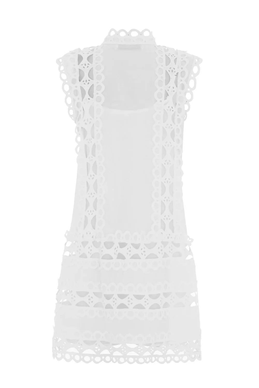 Rhea™ | White Capri Mini Broderie Lace Dress