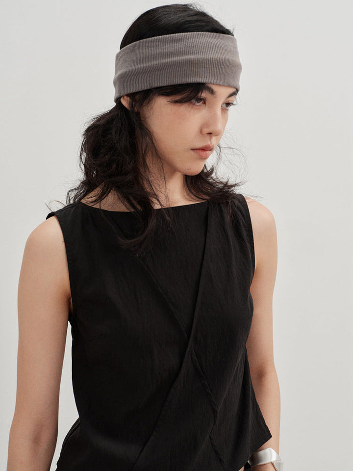 Delaney™ | Sleeveless Cross-Edge Top Blouse