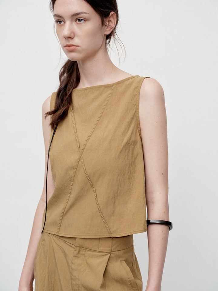 Delaney™ | Sleeveless Cross-Edge Top Blouse