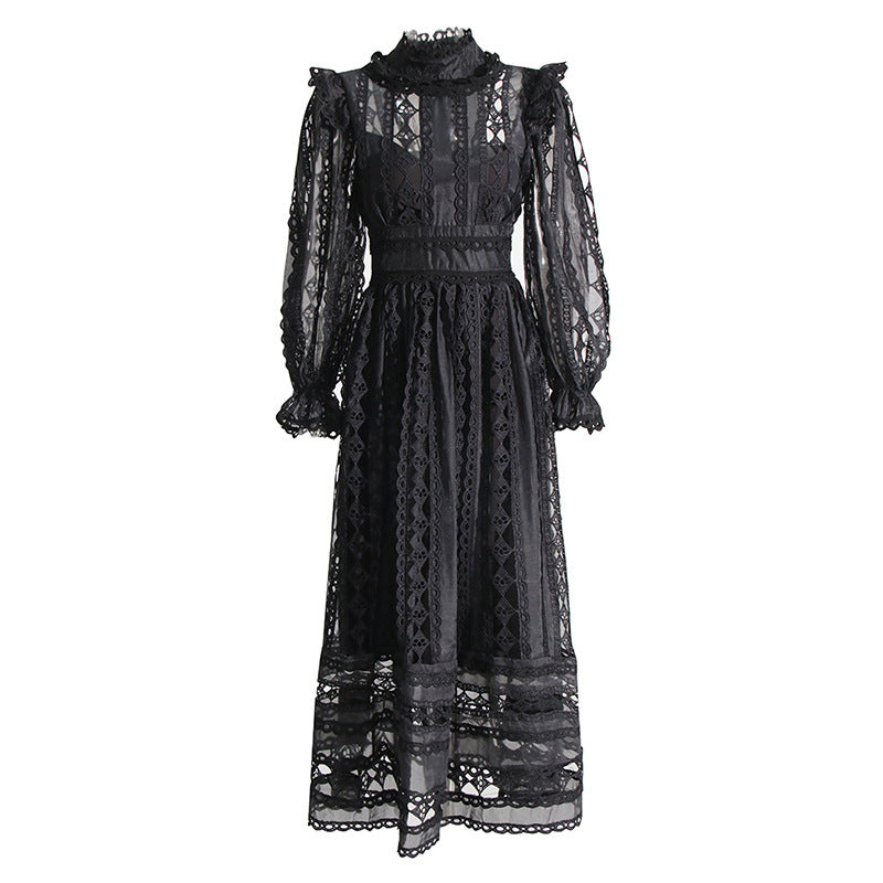 Mackenzie™ | Turtle Necked Lace Long Sleeved Dress