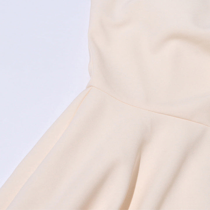 Daphne™ | White Oblique Shoulder Sling Pleated Dress