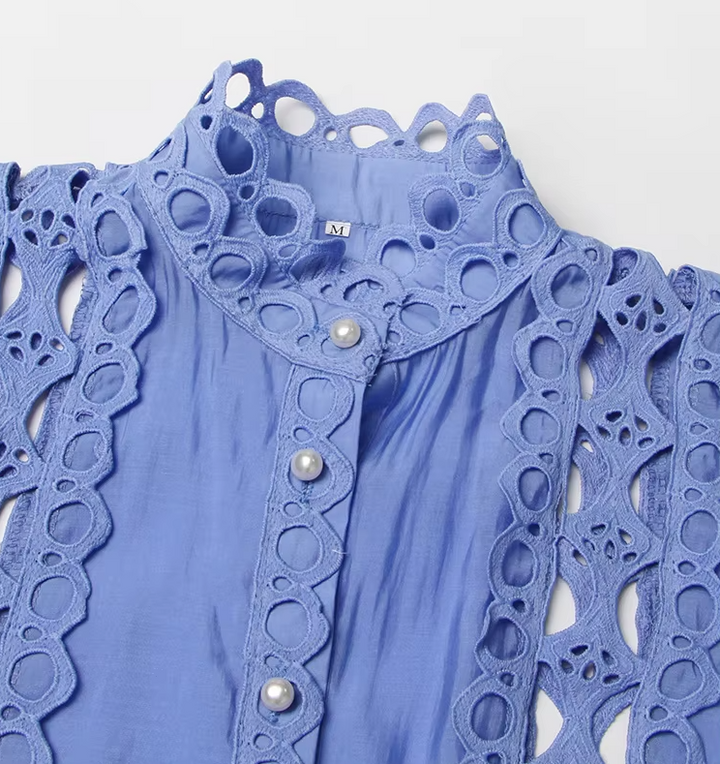 Emery™ | Blue Capri Mini Broderie Lace Dress