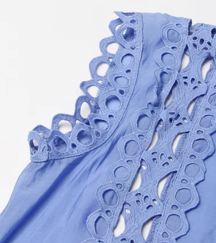 Emery™ | Blue Capri Mini Broderie Lace Dress