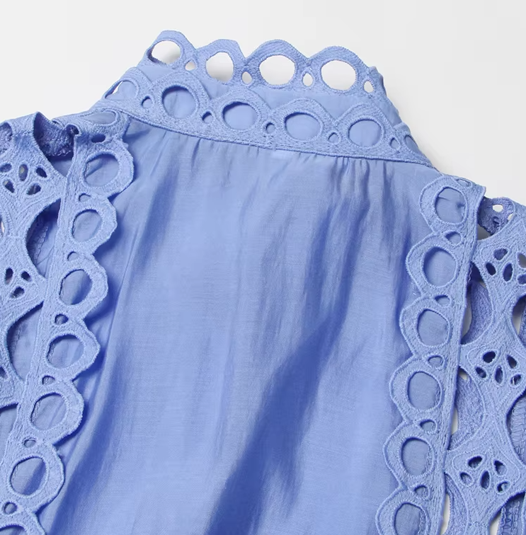 Emery™ | Blue Capri Mini Broderie Lace Dress