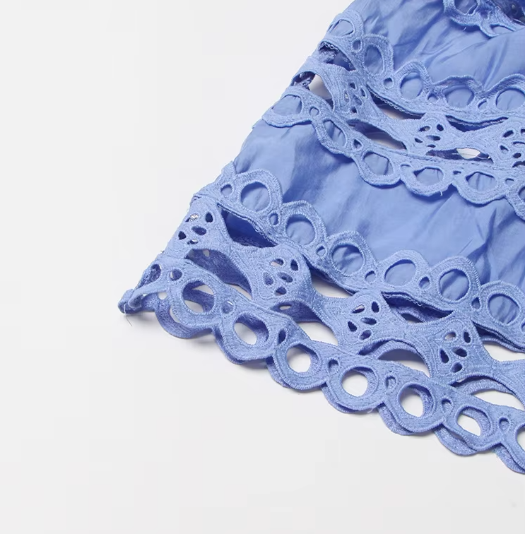 Emery™ | Blue Capri Mini Broderie Lace Dress